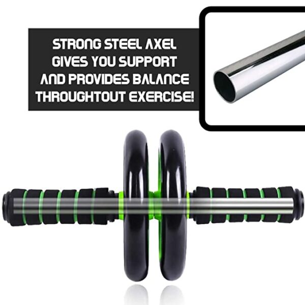 Ab Roller Perfect Abdominal and Stomach Exercise for Total Body Carver Fitness Workout for Home for 6 Pack Abs (Green and Black) - Image 2