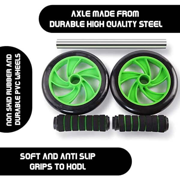 Ab Roller Perfect Abdominal and Stomach Exercise for Total Body Carver Fitness Workout for Home for 6 Pack Abs (Green and Black) - Image 7