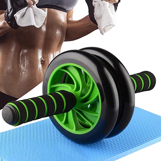 Ab Roller Perfect Abdominal and Stomach Exercise for Total Body Carver Fitness Workout for Home for 6 Pack Abs (Green and Black)