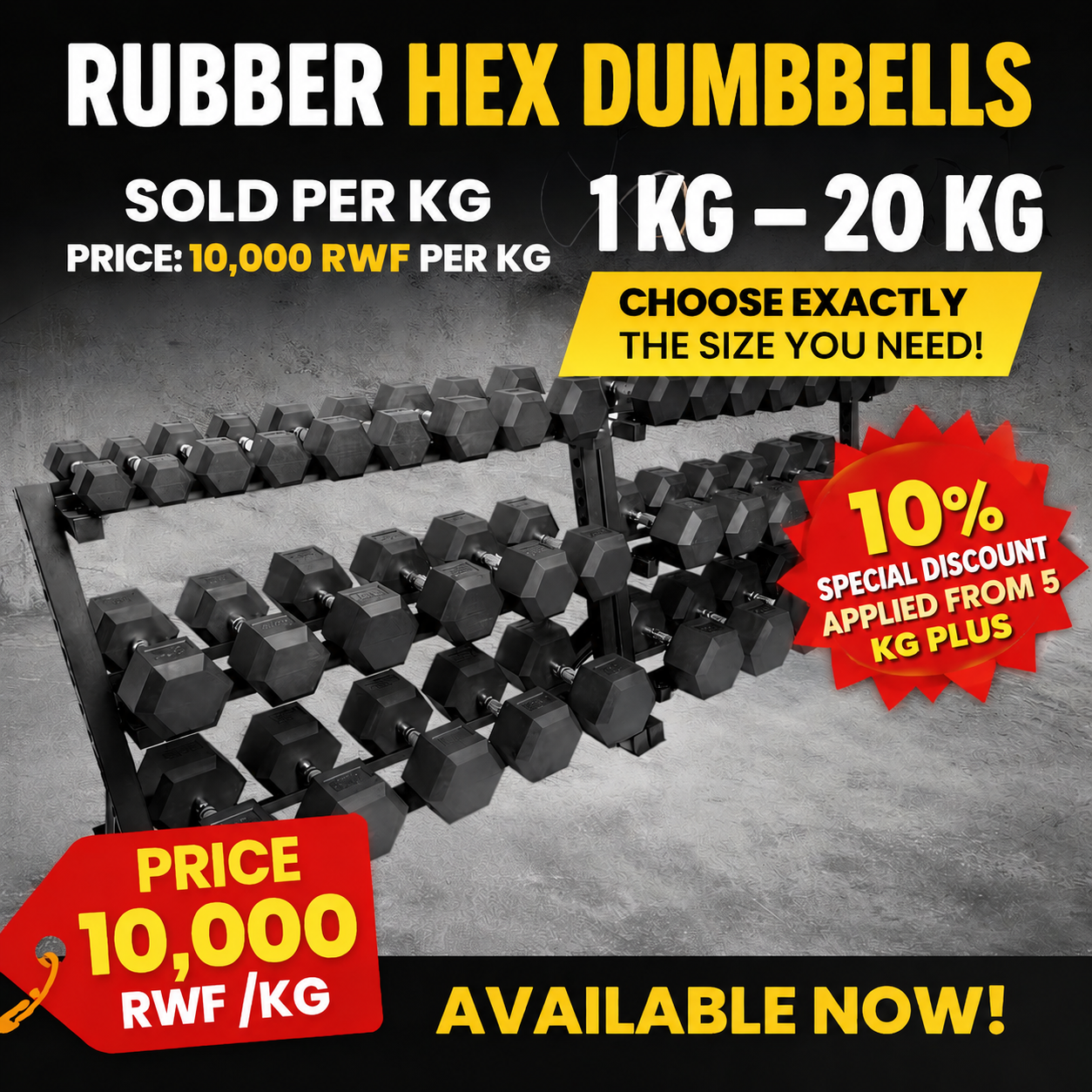 Dumbbells 1kg To 20kg (Pair)